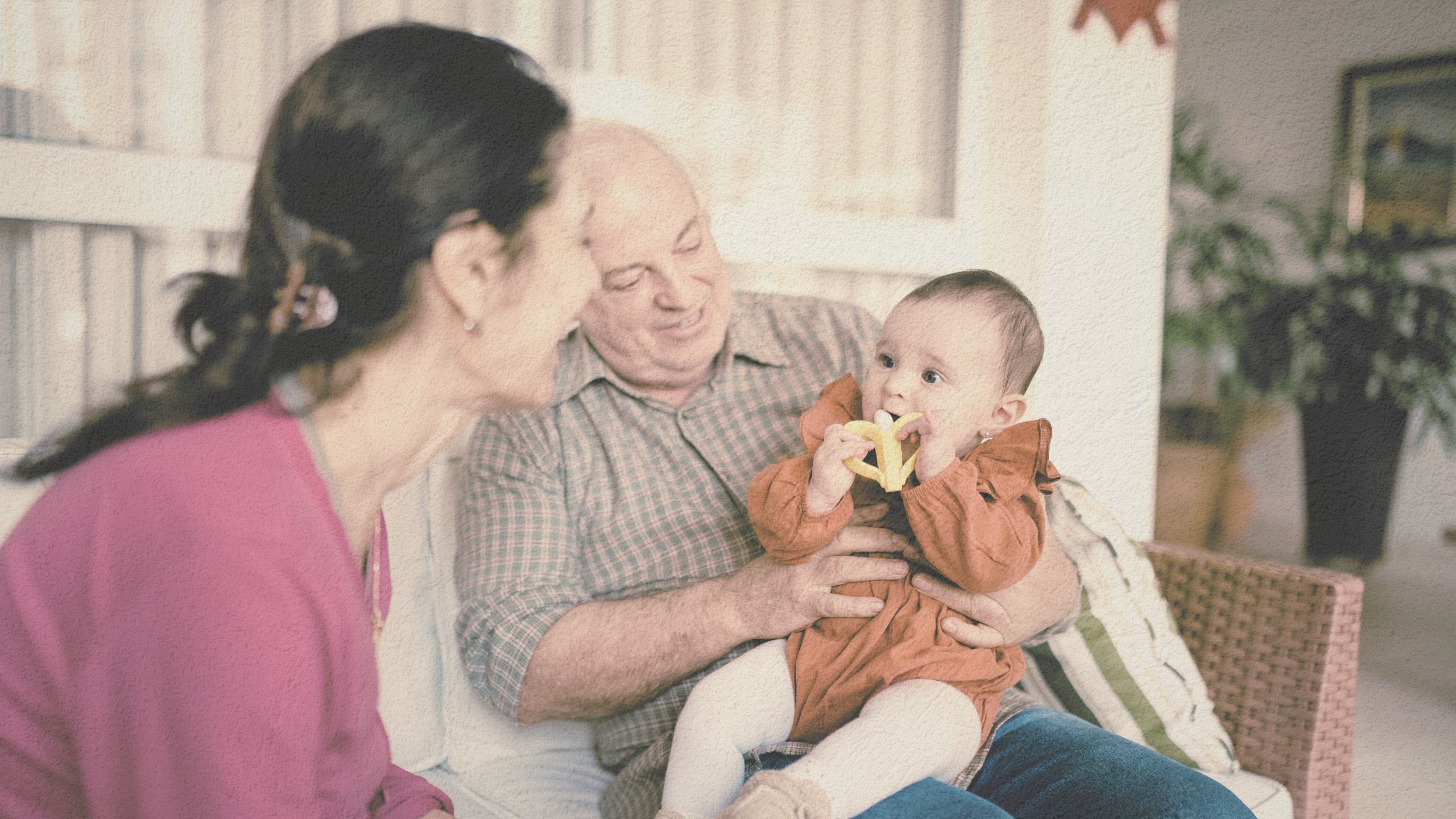 Grandpa with his daughter and her baby